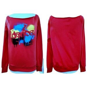 Dance Sweatshirt Urban Groove Hot Pink Painted Front Cut Neckline LS Soft Sz M